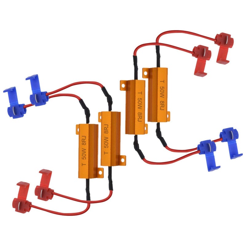NATGIC 4pcs 50W 8 ohm LED Load Resistors Decoders for Turn Signal Lights, Fog Lights Lamps, DRL with 8pcs Quick Wire Clips (Fix Hyper Flash, Error Canceller, Warning Canceller) - Image 2